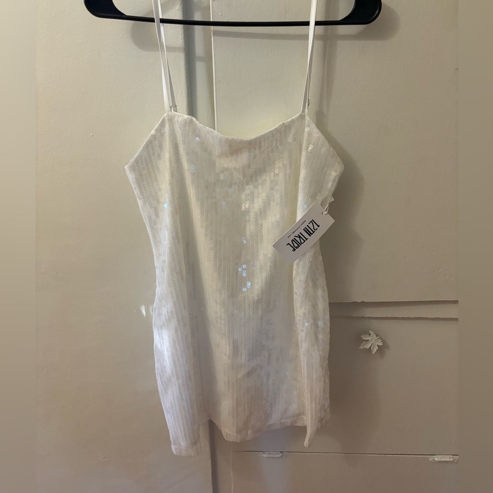 12th Tribe white sequin mini dress. Size medium. New with tags